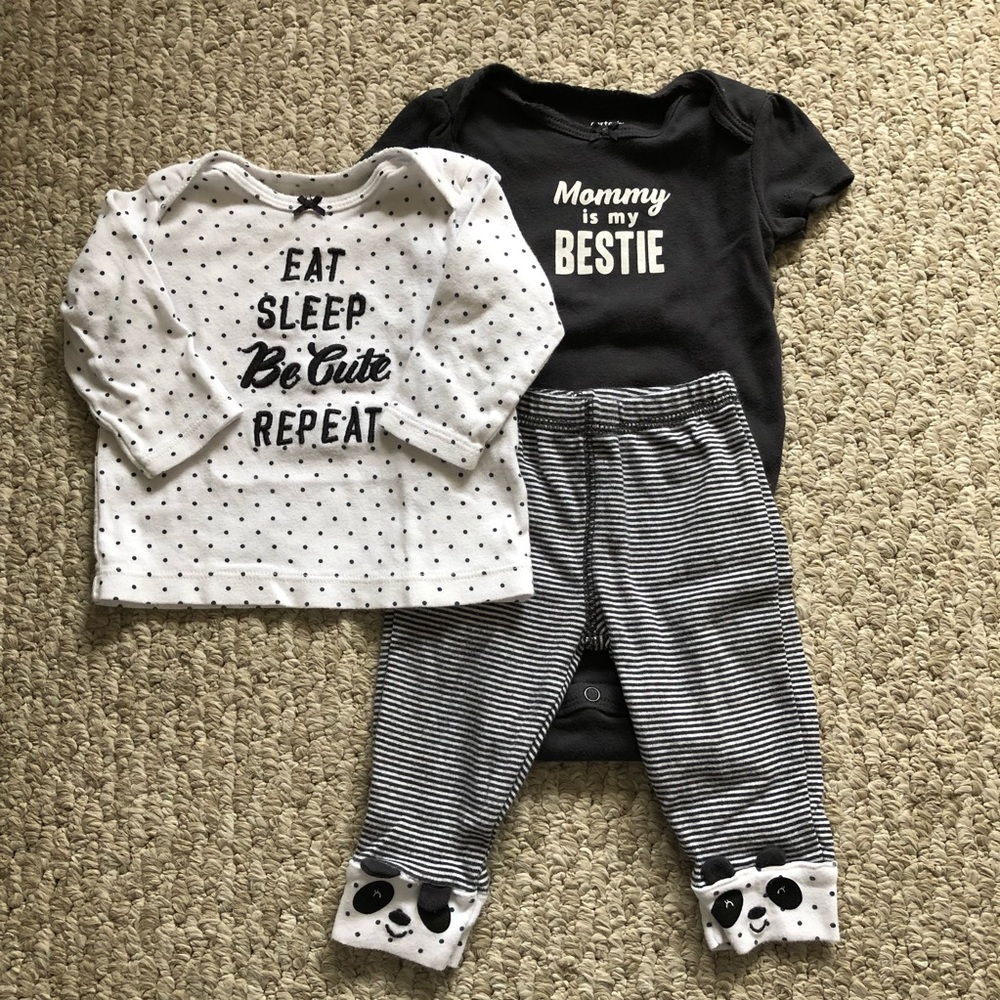 Carters 3 Piece Outfit with Long and Short-Sleeve